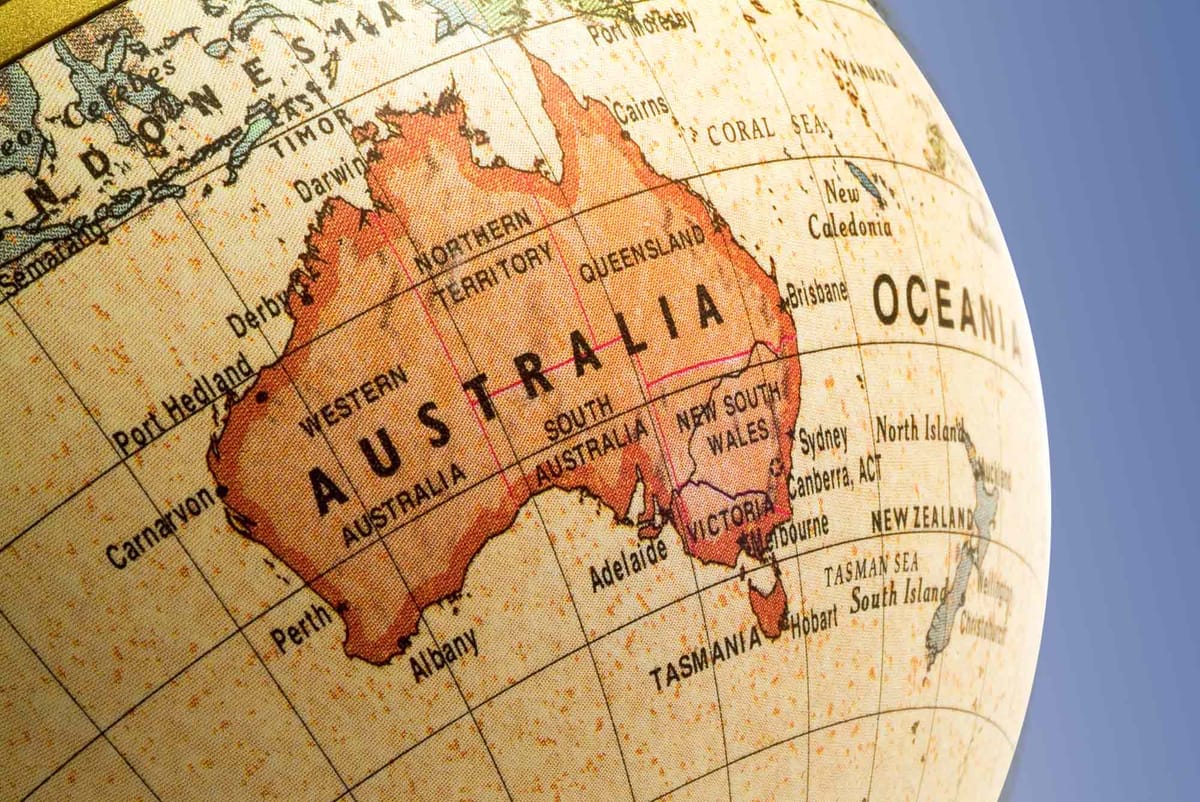 Globe showing Australia and New Zealand