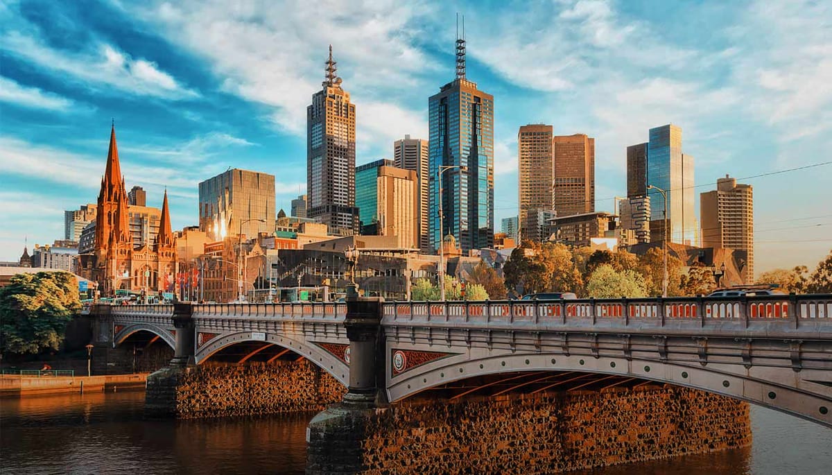 Melbourne skyline with a bridge over the Yarra River