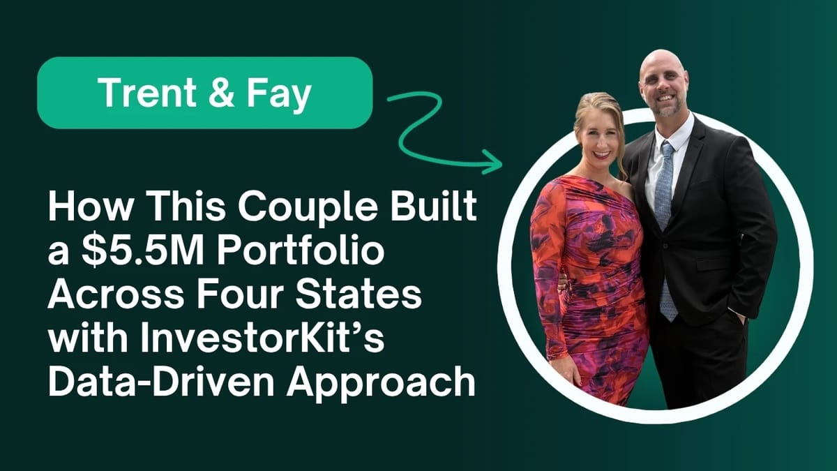Trent and Fay beside text about building a $5.5 million portfolio across four states