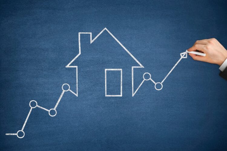 House chart with upward trend line