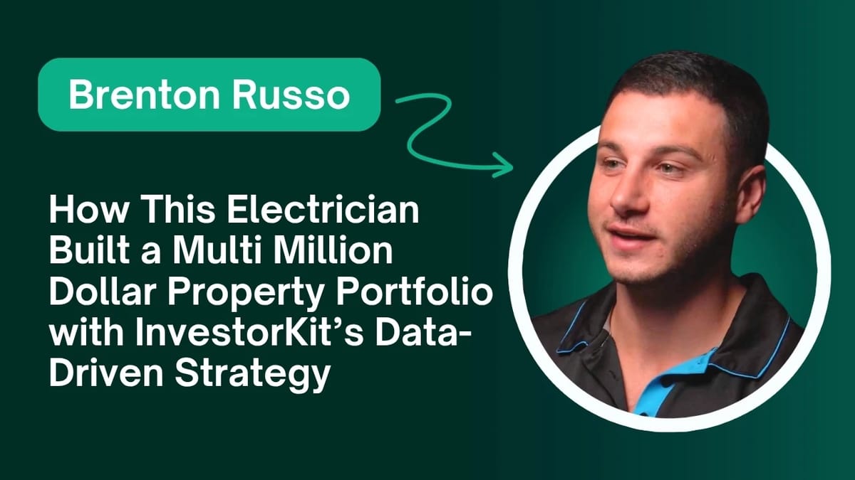Brenton Russo beside text about building a multimillion-dollar property portfolio