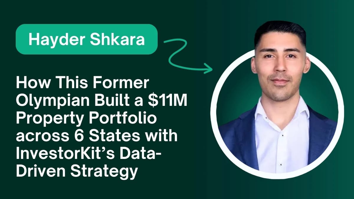 Hayder Shkara beside text about building an $11 million property portfolio