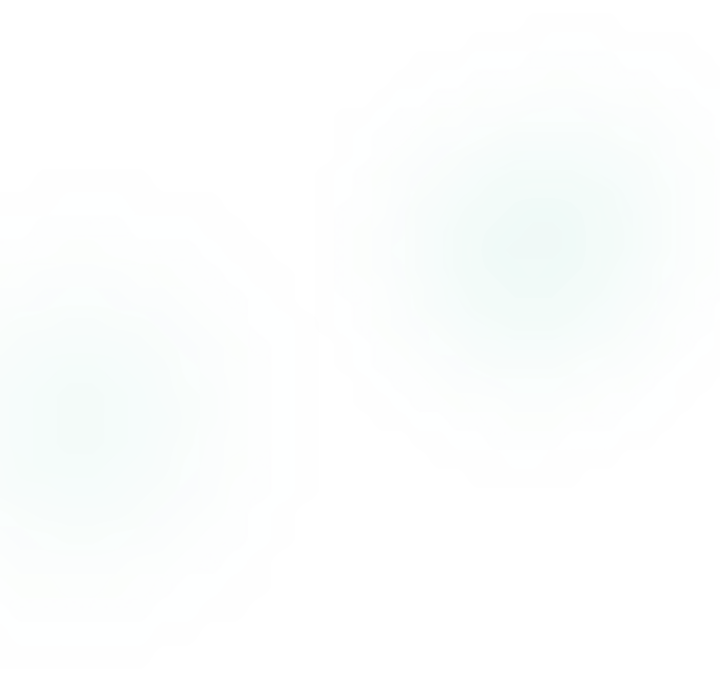 Two teal octagons with lime green and cyan outlines.