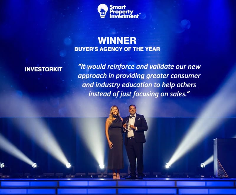 InvestorKit accepting Buyer's Agency of the Year on stage in 2023