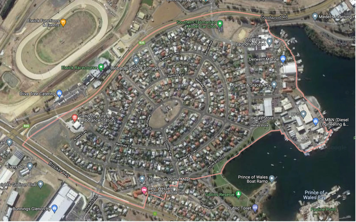 Chart showing an example is the suburb of goodwood in greaterhobart, where most of the houses were built in the 1950s and are