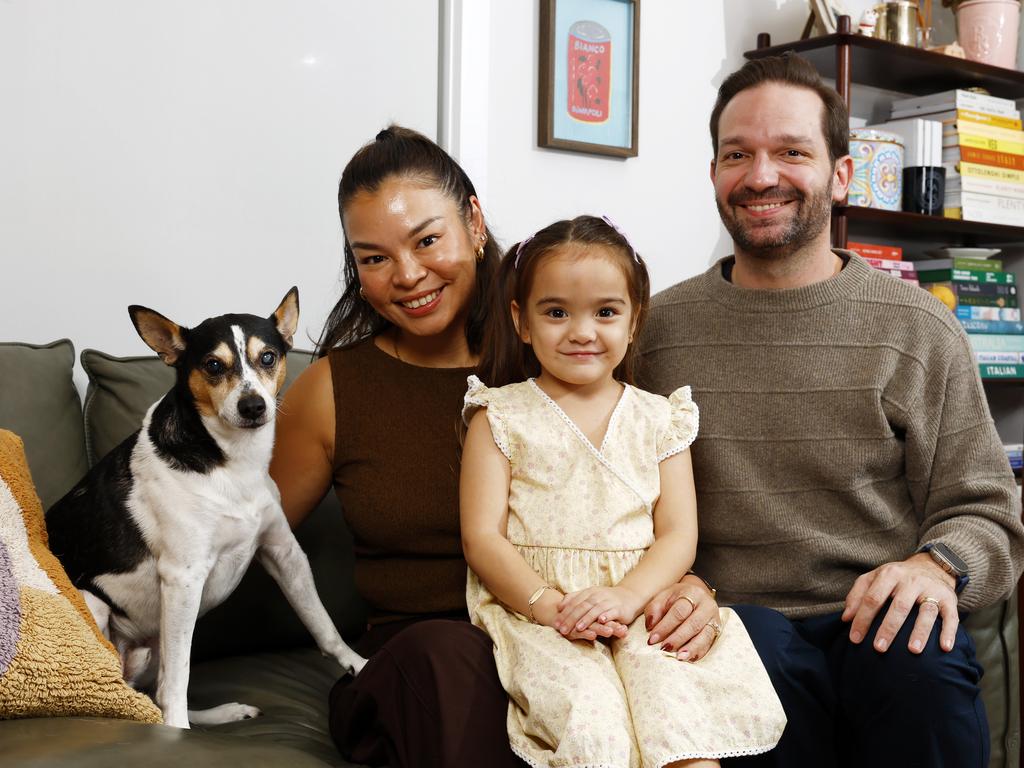 Joe and Gianna Ciardi with their daughter Grazia at home, photographed by Jonathan Ng