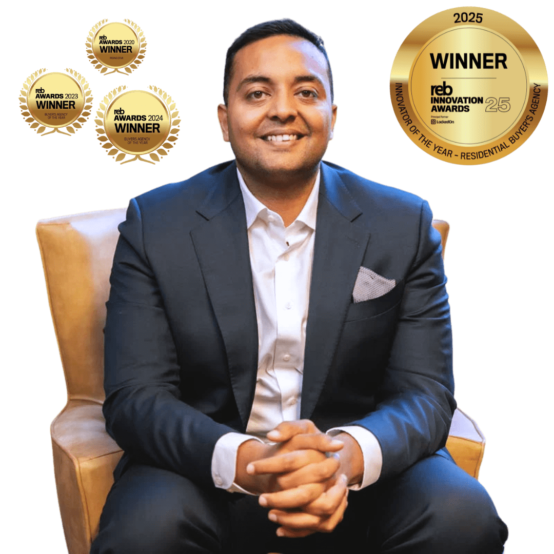 Untitled design (9) Portrait photo of Arjun and InvestorKit's REB Buyers Agency of the Year Awards 2020, 2023, 2025 and REB Innovator of the Year Award for 2025